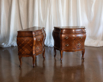 Pair of Mid 20th Century Inlaid Commode Night Stands