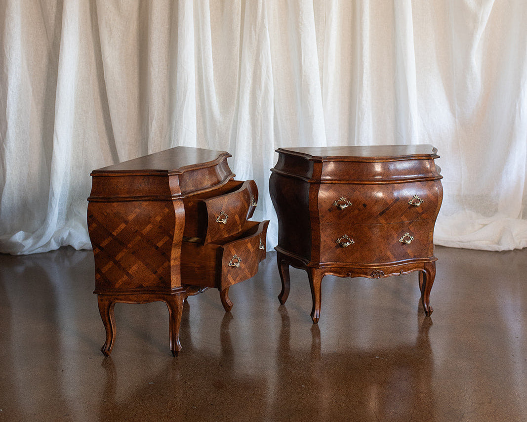 Pair of Mid 20th Century Inlaid Commode Night Stands
