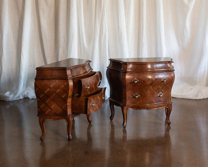 Pair of Mid 20th Century Inlaid Commode Night Stands