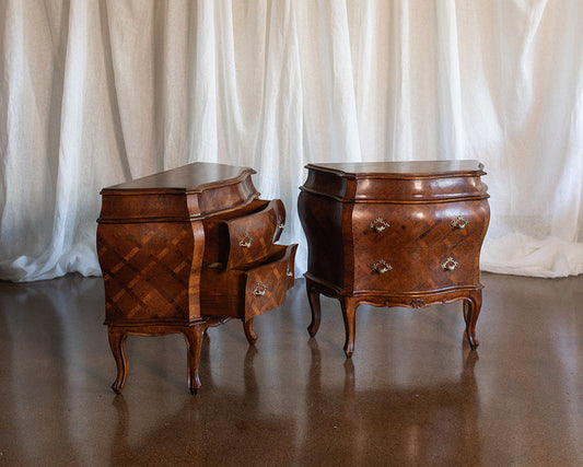 Pair of Mid 20th Century Inlaid Commode Night Stands