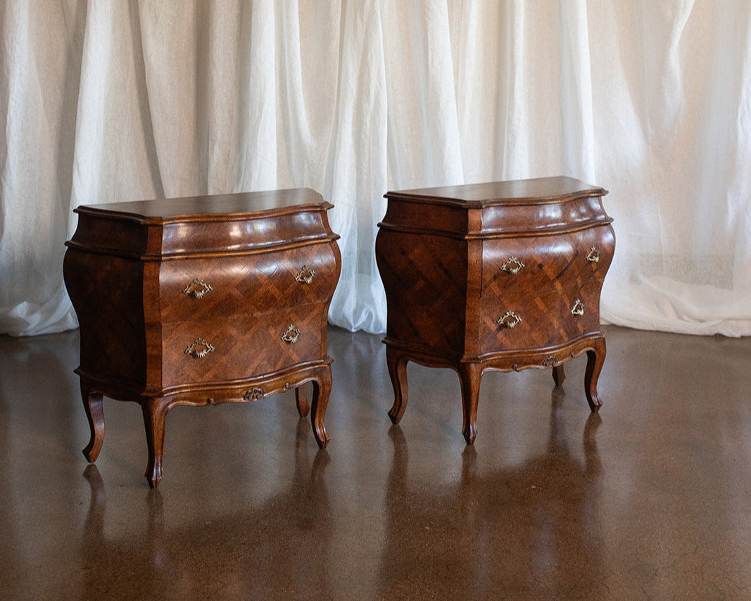 Pair of Mid 20th Century Inlaid Commode Night Stands