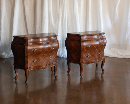 Pair of Mid 20th Century Inlaid Commode Night Stands