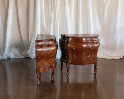 Pair of Mid 20th Century Inlaid Commode Night Stands