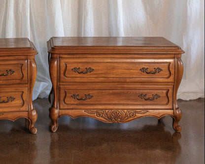 Vintage Hickory Manufacturing Company Oak French Provincial Nightstands
