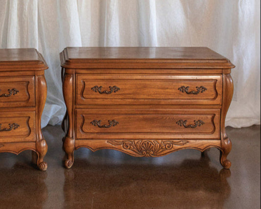 Vintage Hickory Manufacturing Company Oak French Provincial Nightstands