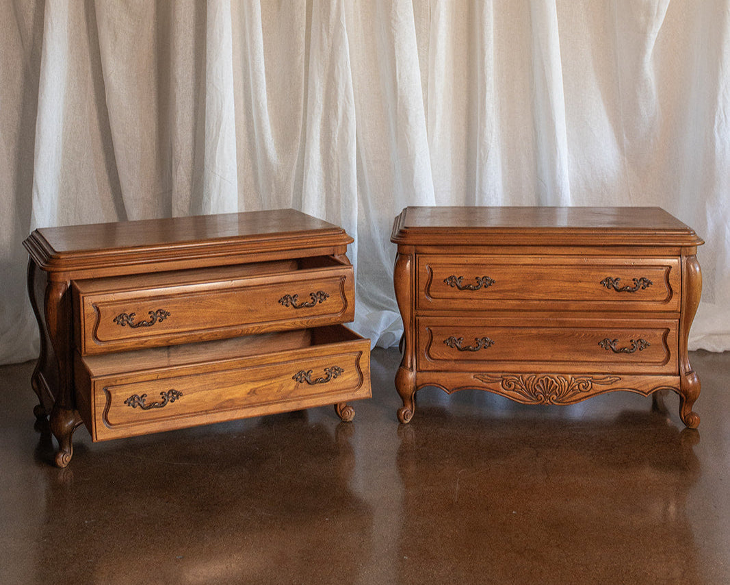 Vintage Hickory Manufacturing Company Oak French Provincial Nightstands