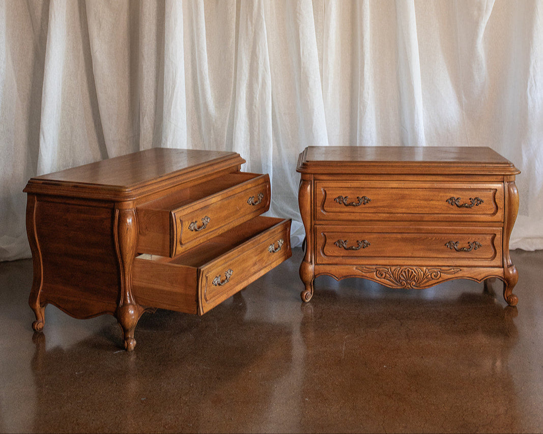 Vintage Hickory Manufacturing Company Oak French Provincial Nightstands
