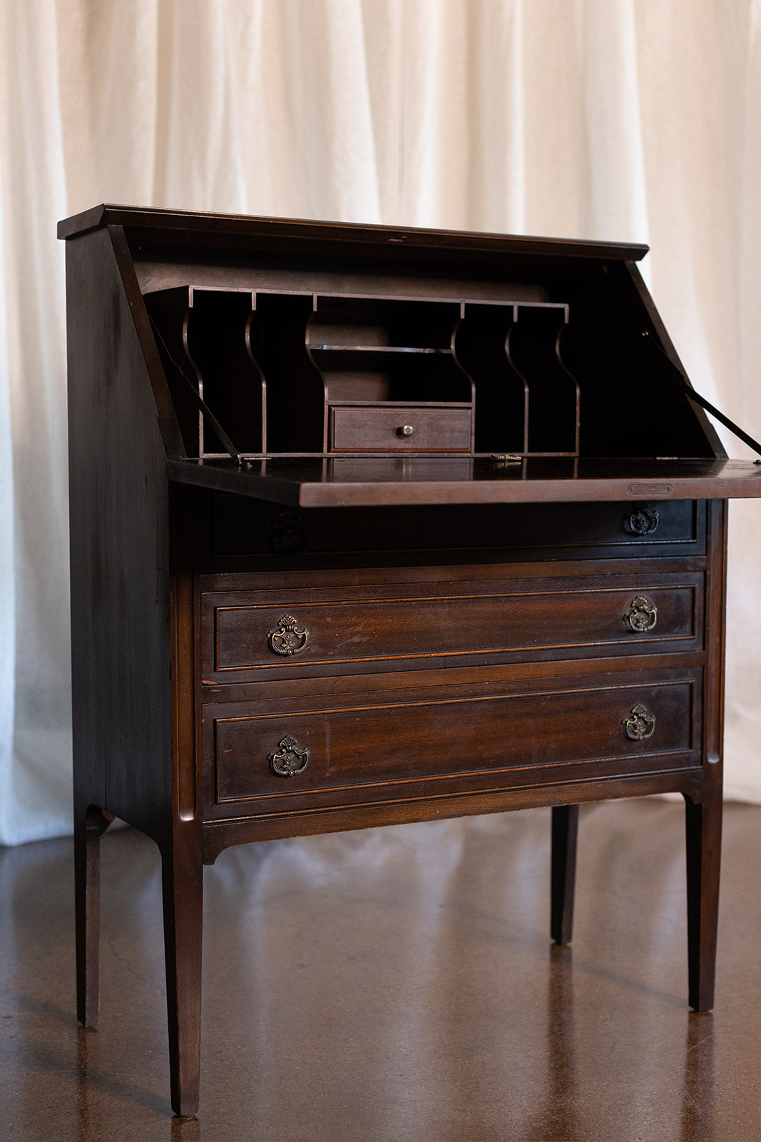 3 Drawer Mahogany Flip Front Escritoire - circa 1900