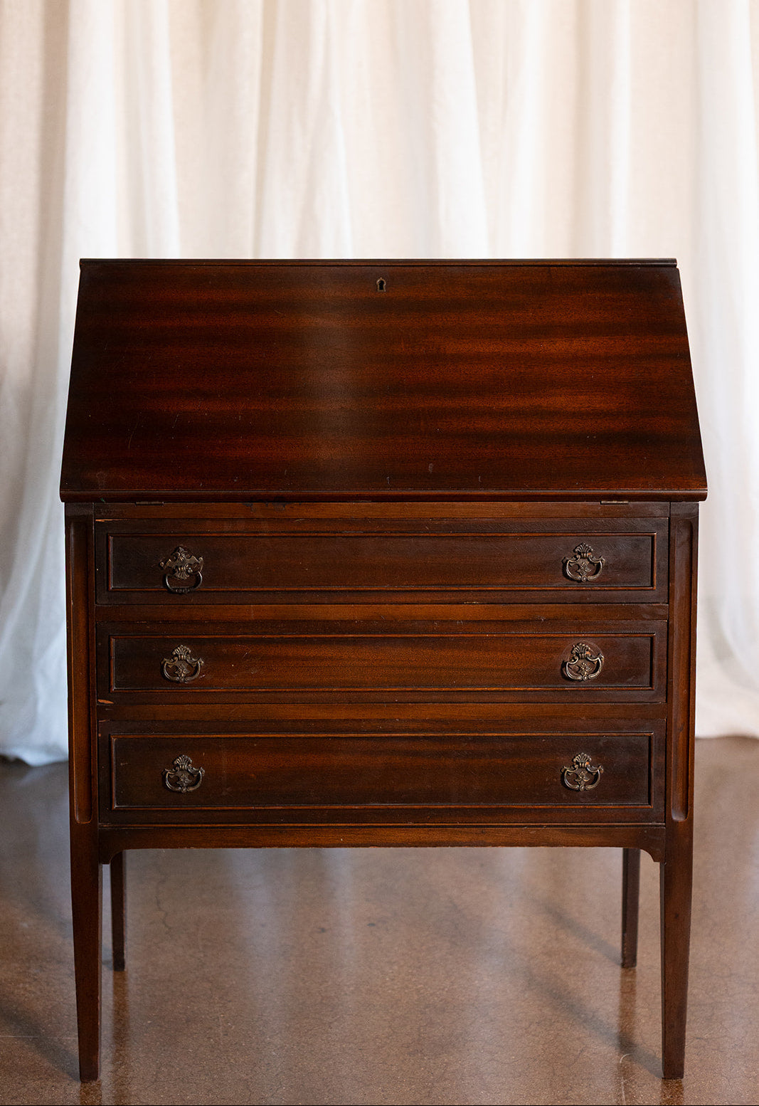 3 Drawer Mahogany Flip Front Escritoire - circa 1900