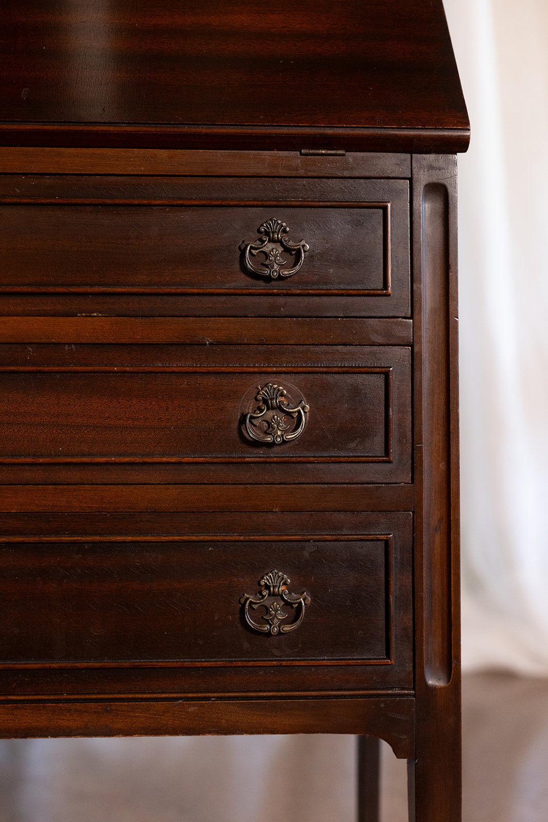 3 Drawer Mahogany Flip Front Escritoire - circa 1900