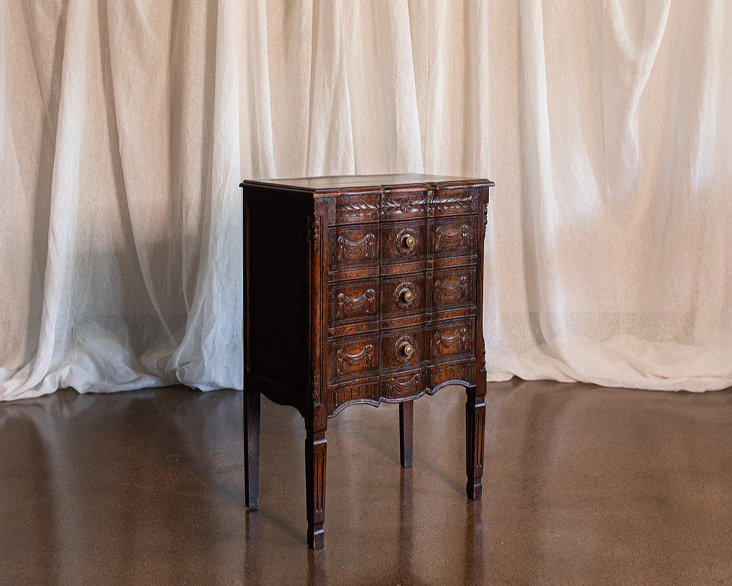 Belgian Carved Antique French Style Three Drawer Chest - circa 1890