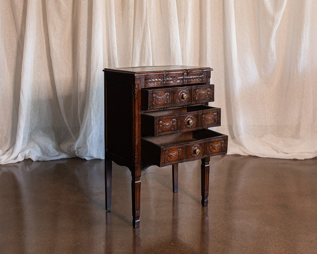 Belgian Carved Antique French Style Three Drawer Chest - circa 1890