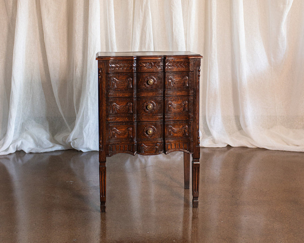 Belgian Carved Antique French Style Three Drawer Chest - circa 1890