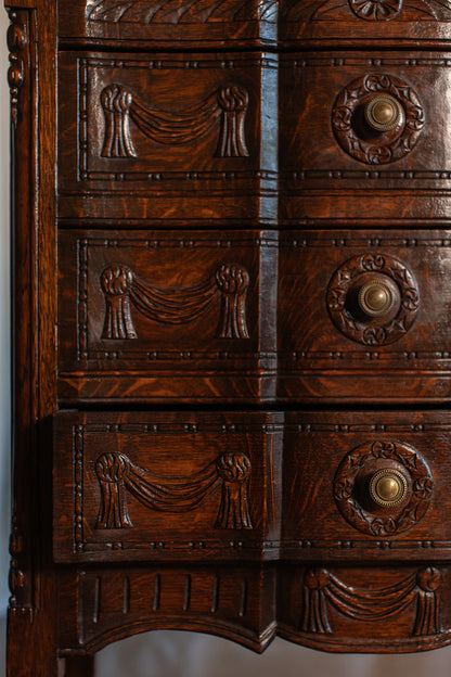 Belgian Carved Antique French Style Three Drawer Chest - circa 1890