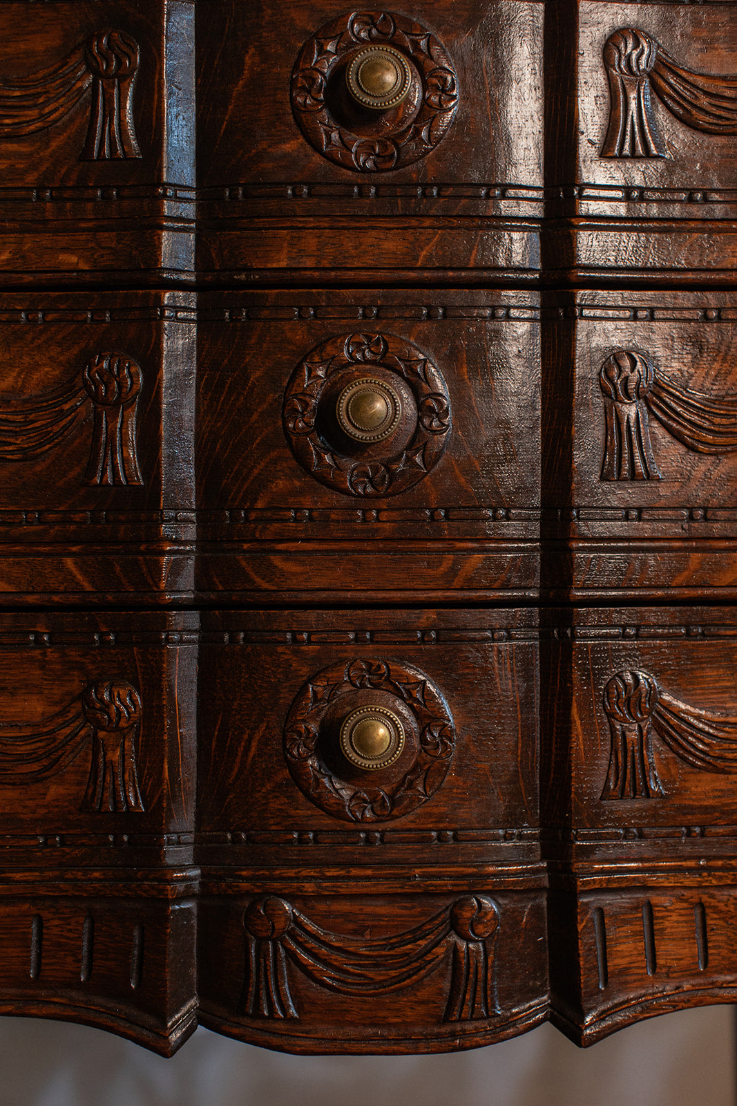 Belgian Carved Antique French Style Three Drawer Chest - circa 1890