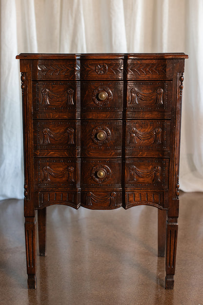 Belgian Carved Antique French Style Three Drawer Chest - circa 1890