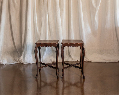 Pair of Carved Wood Side Tables