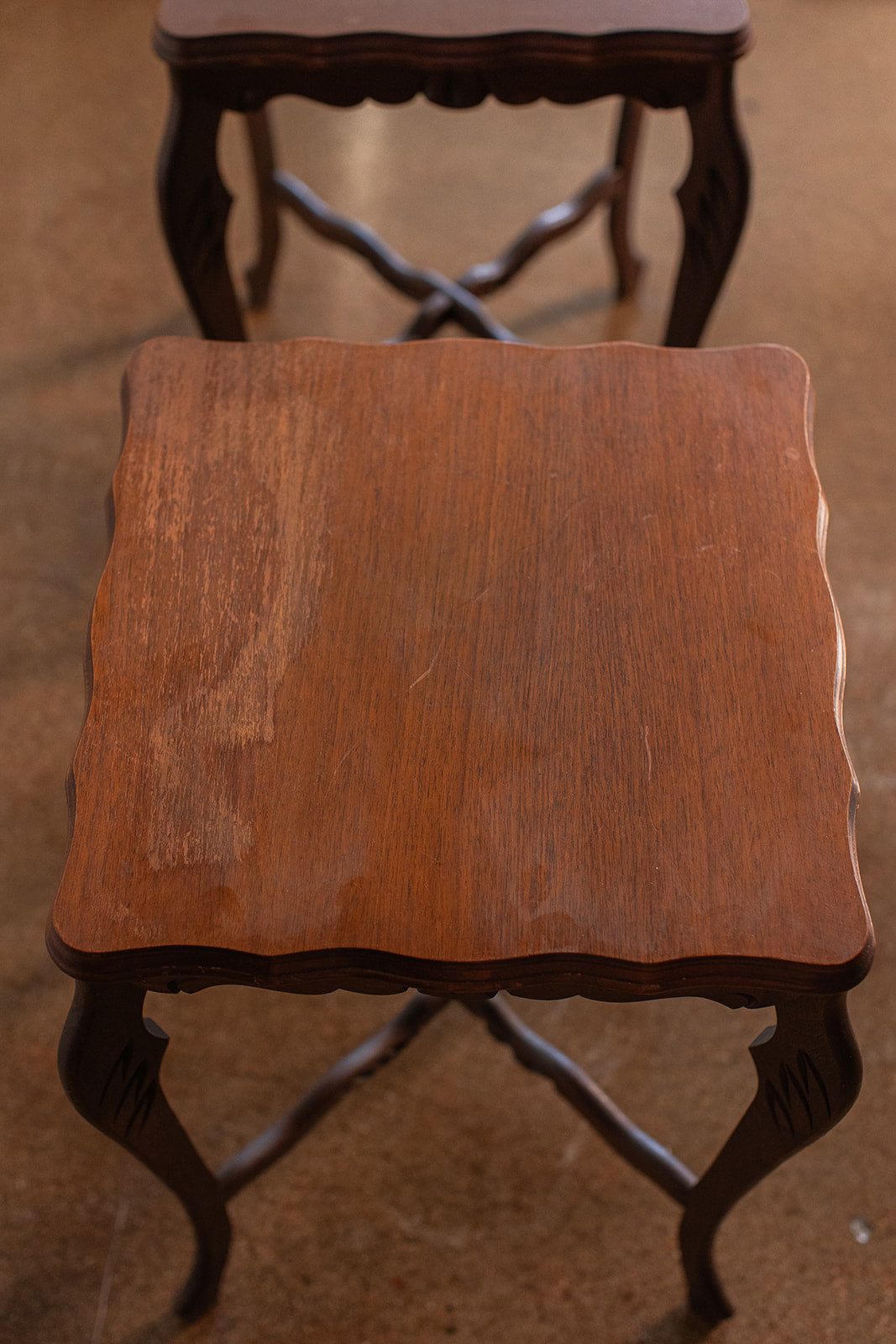 Pair of Carved Wood Side Tables