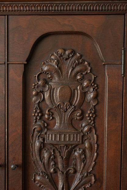 Carved Two Door Kitchen or Vanity Counter Top Cabinet