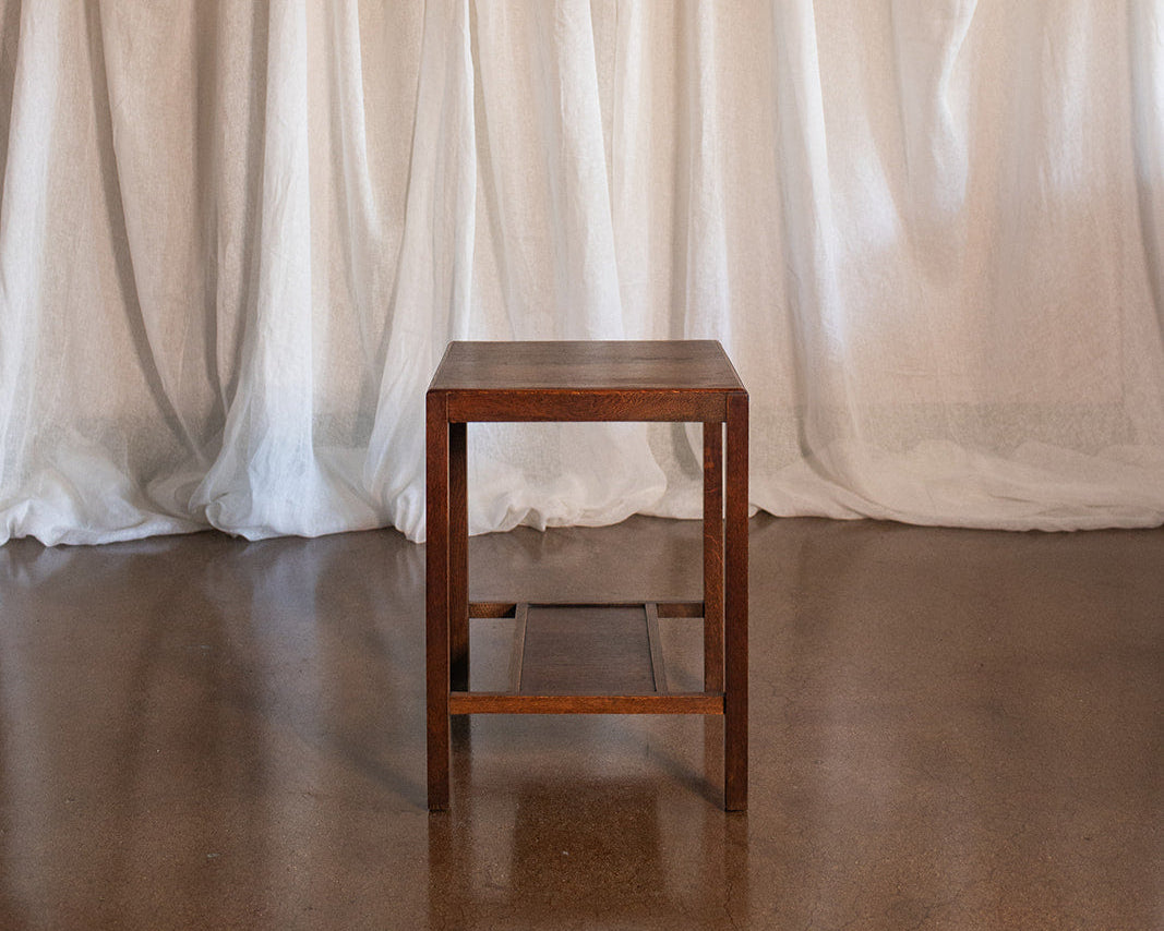 Mid 20th Century Square Two Tier Oak Side Table