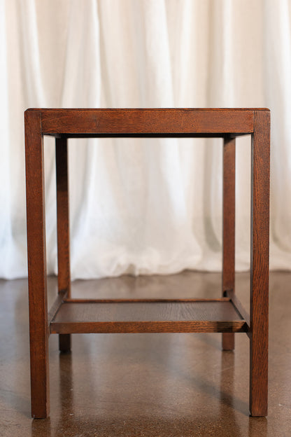 Mid 20th Century Square Two Tier Oak Side Table