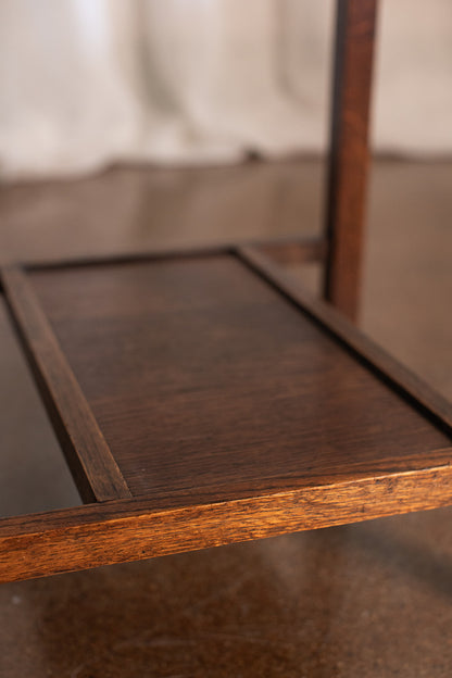Mid 20th Century Square Two Tier Oak Side Table