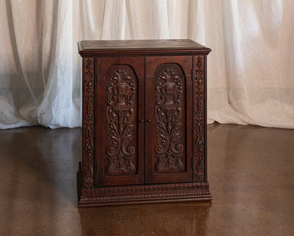 Carved Two Door Kitchen or Vanity Counter Top Cabinet