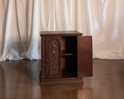 Carved Two Door Kitchen or Vanity Counter Top Cabinet