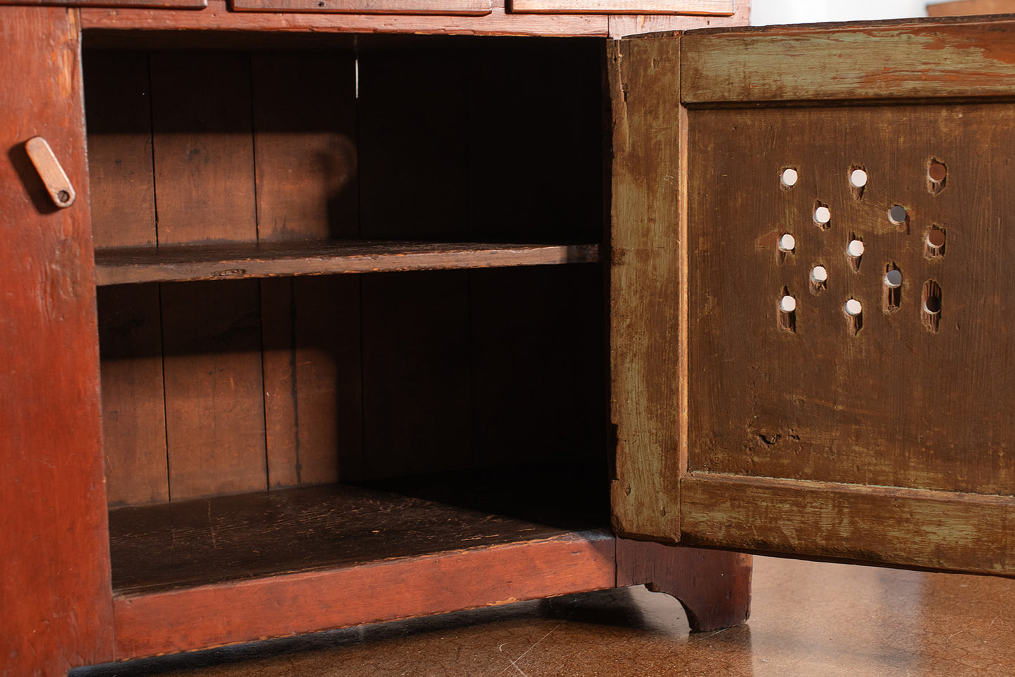 Primitive Cabinet with Ventilation Cutout Detail