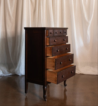 Seven Drawer 1932 Vintage Walnut Dresser