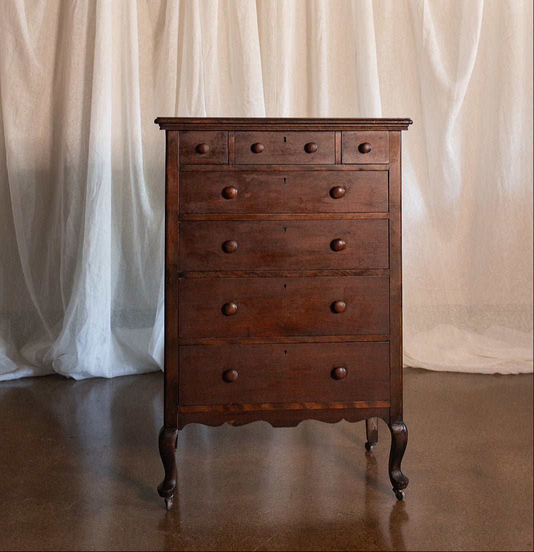 Seven Drawer 1932 Vintage Walnut Dresser