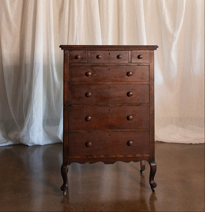 Seven Drawer 1932 Vintage Walnut Dresser