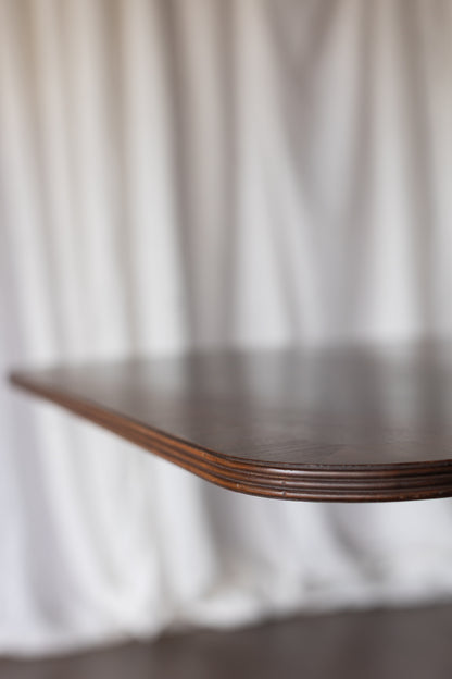 Mahogany Drop-Leaf Pedestal Table with Brass-Capped Feet