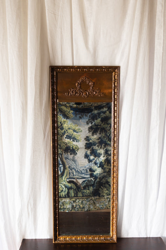 Wood Mirror with Decorative Crest