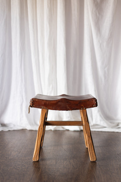 Brandt Ranch Oak Leather Footstool
