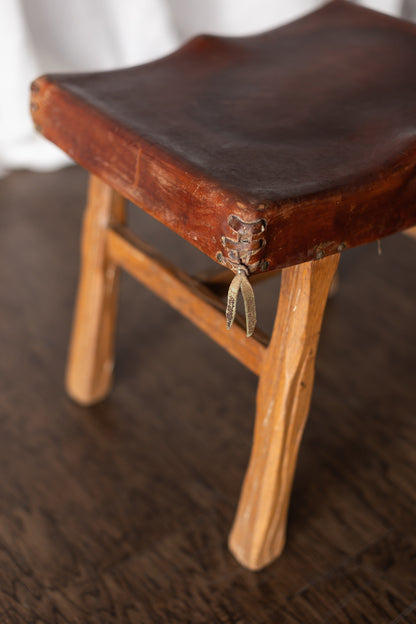 Brandt Ranch Oak Leather Footstool