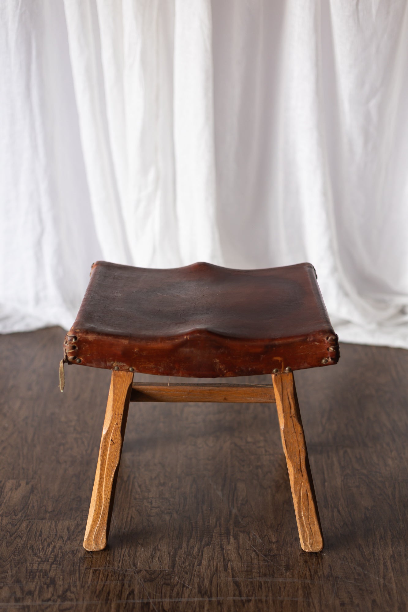Brandt Ranch Oak Leather Footstool