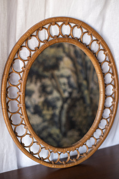 Oval Mirror with Faux Woven Loop Frame