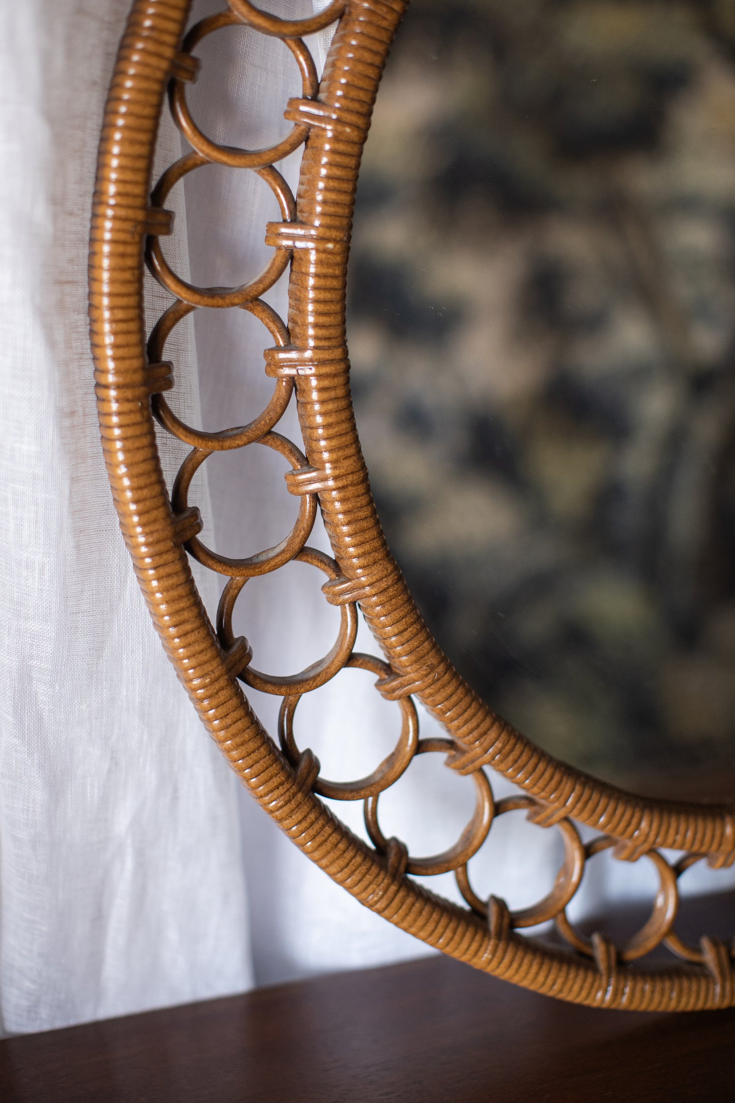 Oval Mirror with Faux Woven Loop Frame