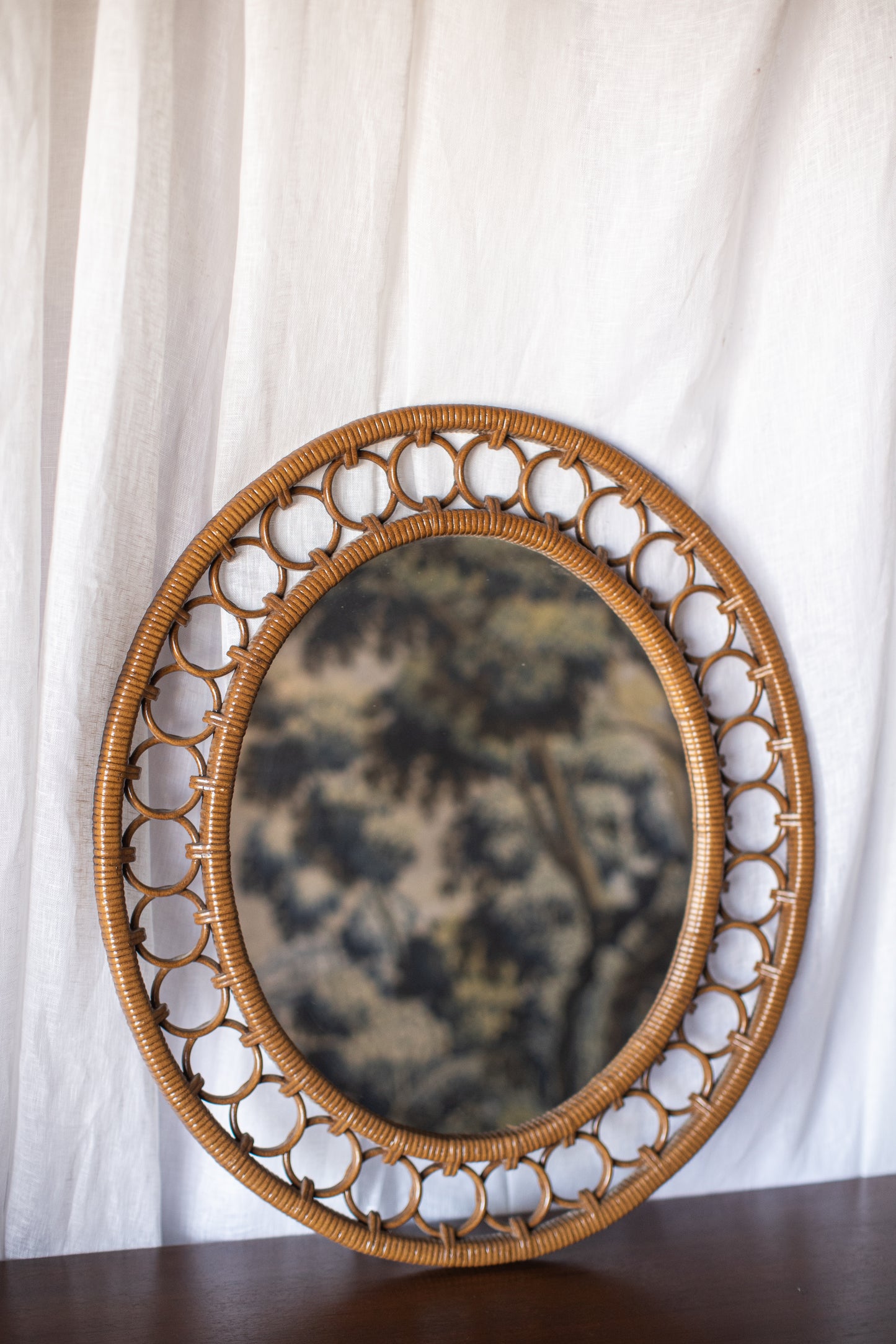 Oval Mirror with Faux Woven Loop Frame
