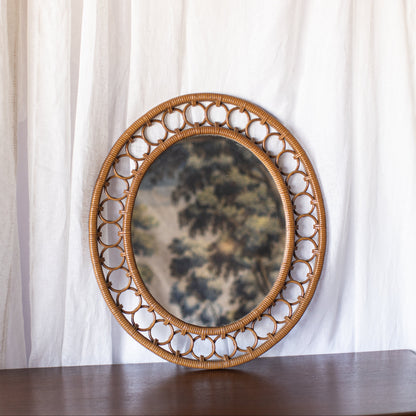 Oval Mirror with Faux Woven Loop Frame