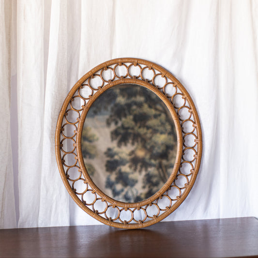 Oval Mirror with Faux Woven Loop Frame