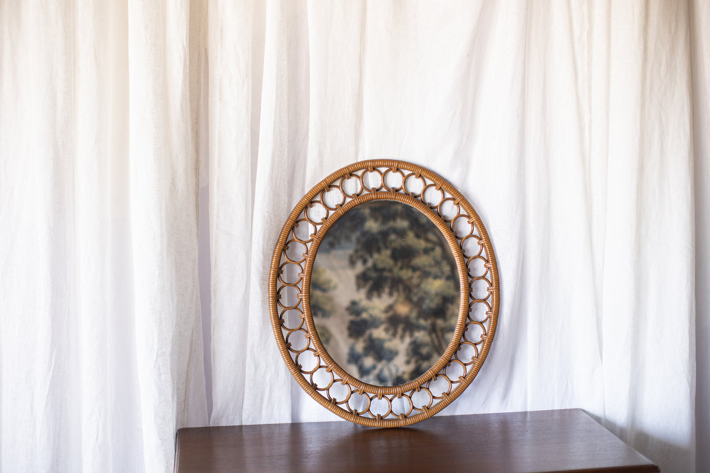 Oval Mirror with Faux Woven Loop Frame