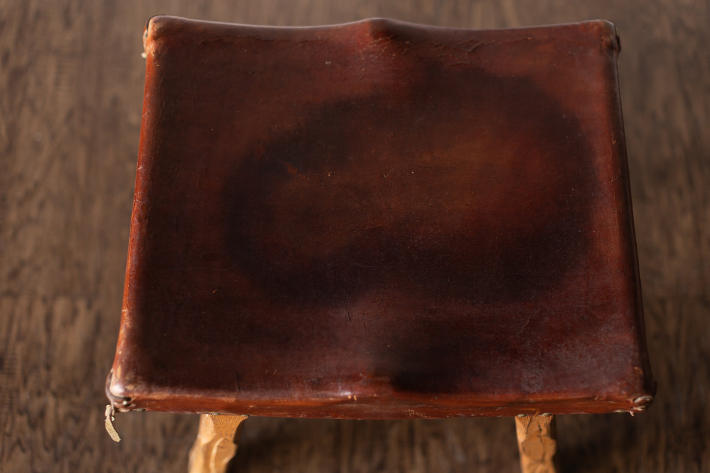 Brandt Ranch Oak Leather Footstool