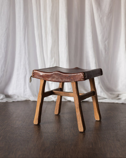 Brandt Ranch Oak Leather Footstool