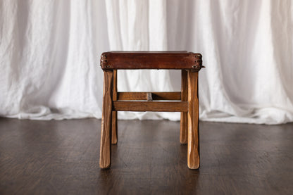 Brandt Ranch Oak Leather Footstool