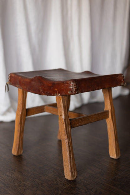 Brandt Ranch Oak Leather Footstool