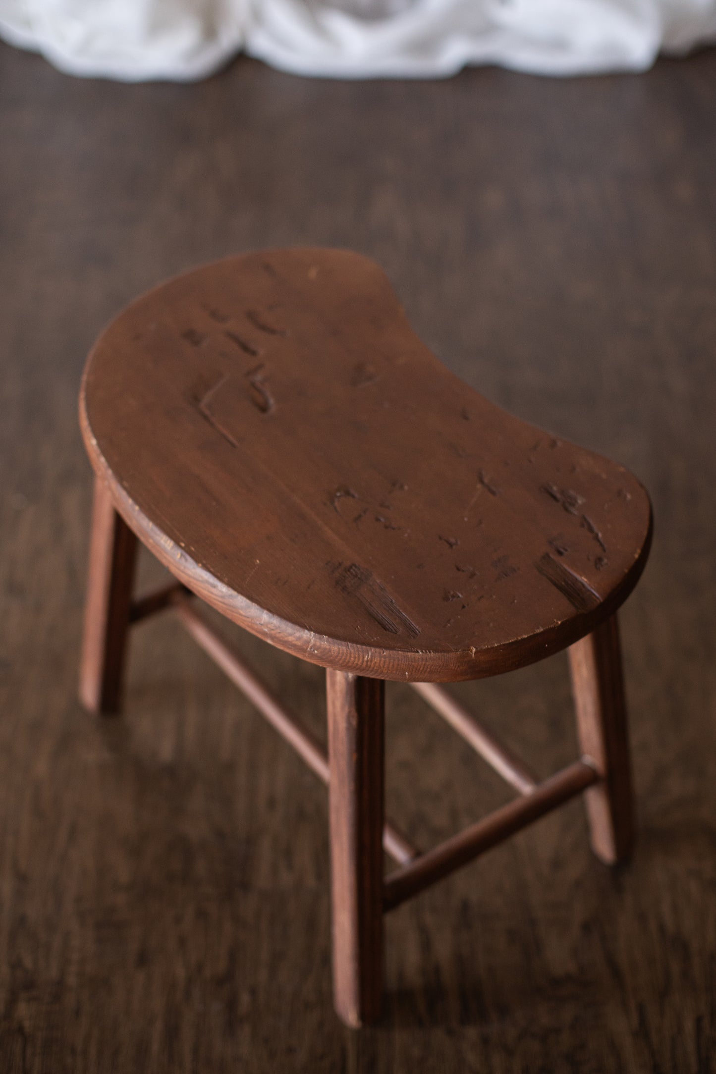 Wooden Kidney Shaped Stool