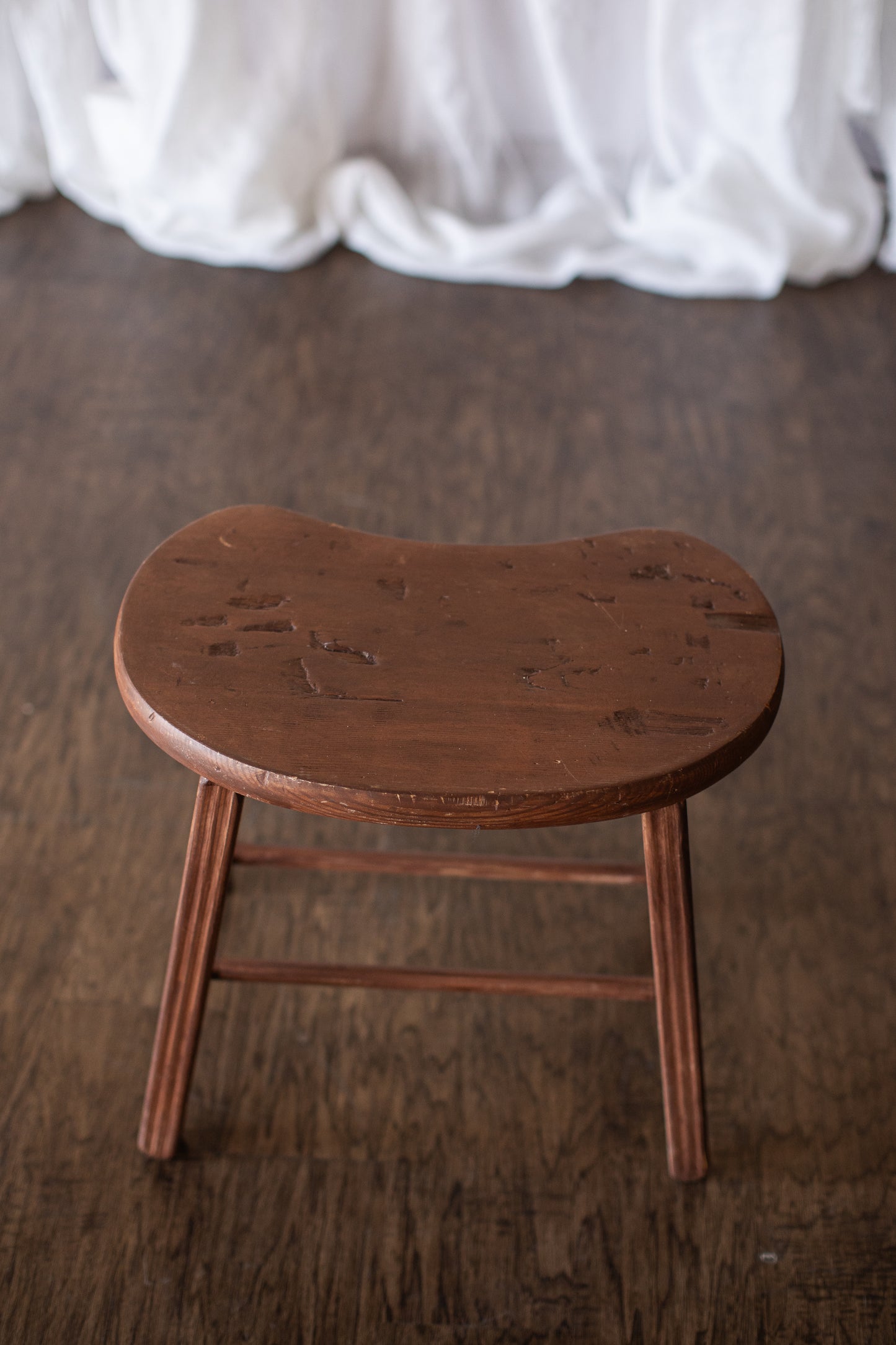 Wooden Kidney Shaped Stool