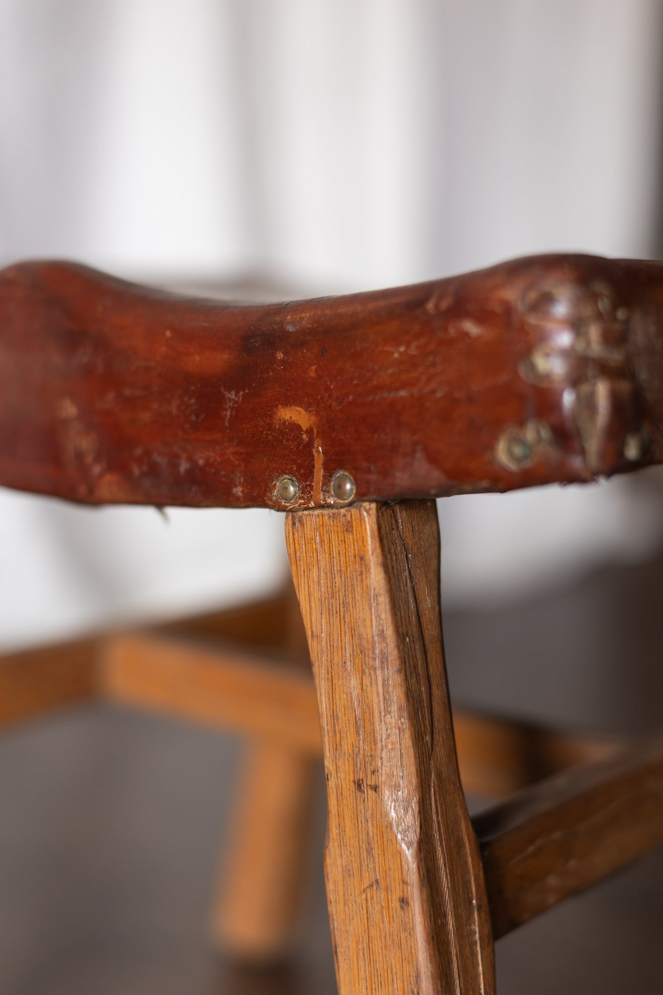 Brandt Ranch Oak Leather Footstool